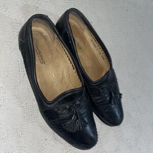 Santoni Italy Men’s Casual Loafers Size 10.5 D Black Leather Going Out Comfort